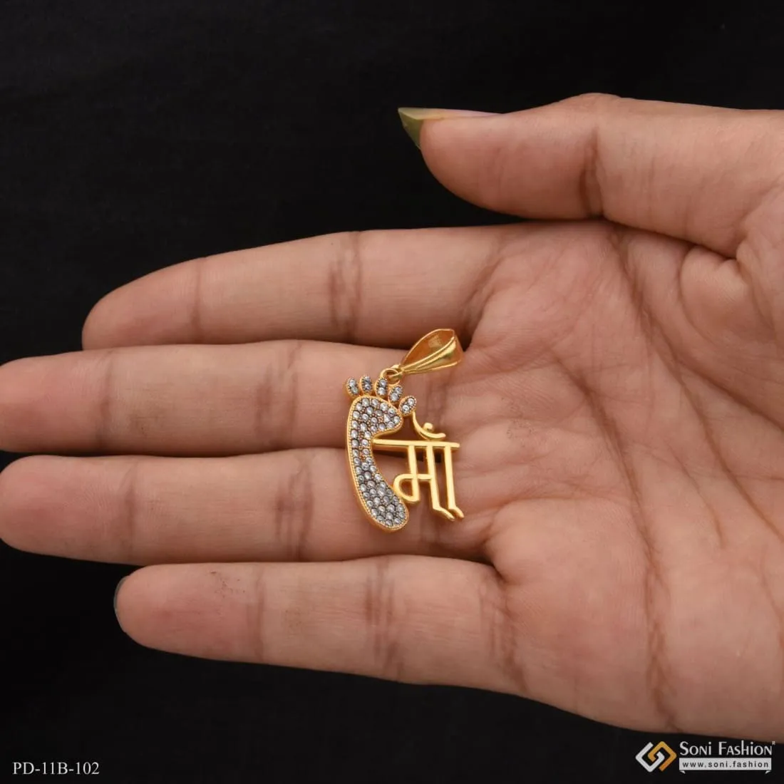 1 Gram Gold Forming Maa with Diamond Glamorous Design Pendant for Men - Style B102