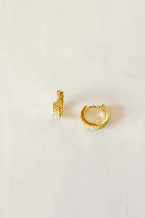 14k gold textured huggies