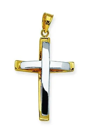 14K Two Tone Reversible Cross