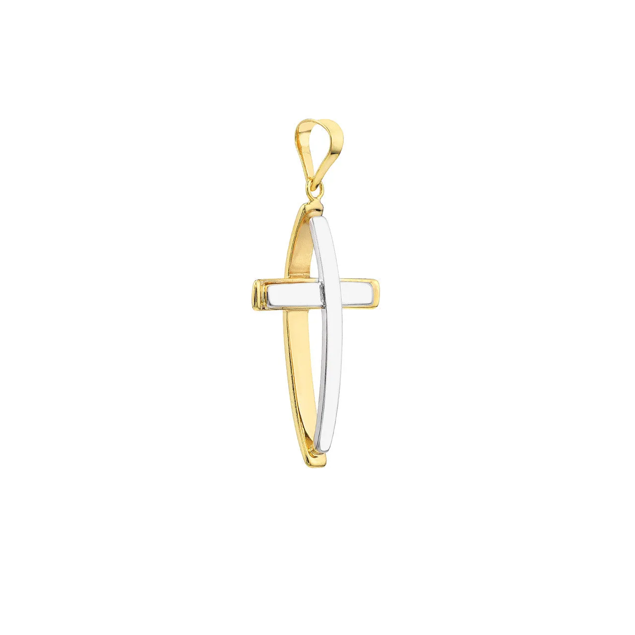 14K Two Tone Reversible Cross