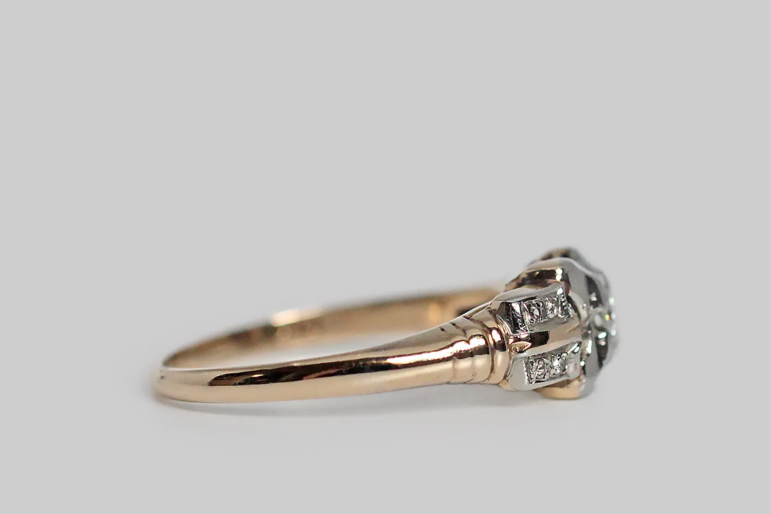 1940s Two Tone Diamond X Engagement Ring