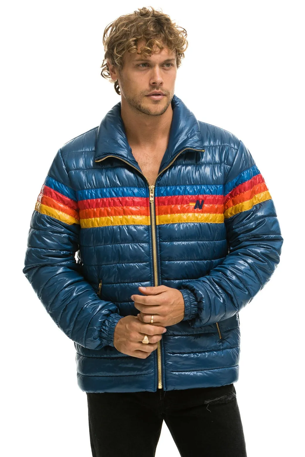 4 STRIPE TRAVELER JACKET - GLOSSY DEEP BLUE