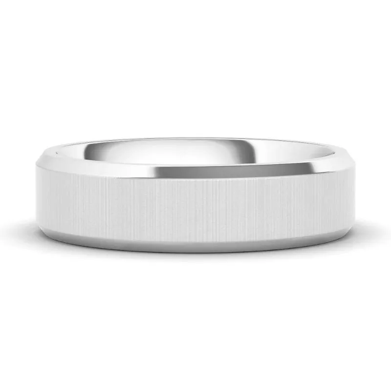 6mm Brushed Two Tone & Beveled Men's Wedding Band