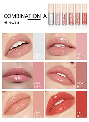 6PCS Hydrating Lip Gloss Neutral Nude Nourishing Glossy Lipgloss