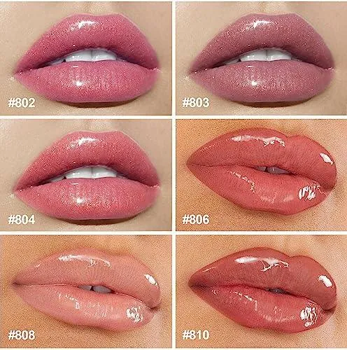 6PCS Hydrating Lip Gloss Neutral Nude Nourishing Glossy Lipgloss