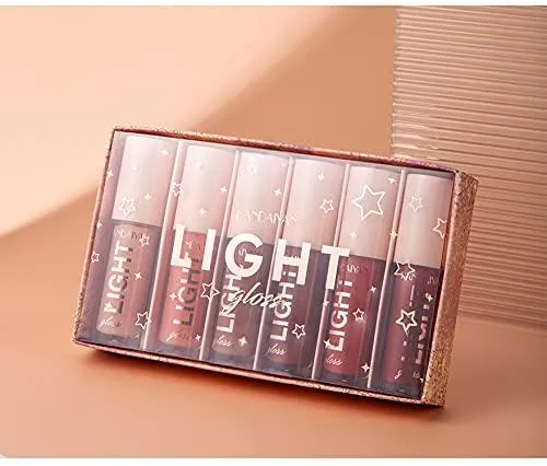 6PCS Hydrating Lip Gloss Neutral Nude Nourishing Glossy Lipgloss