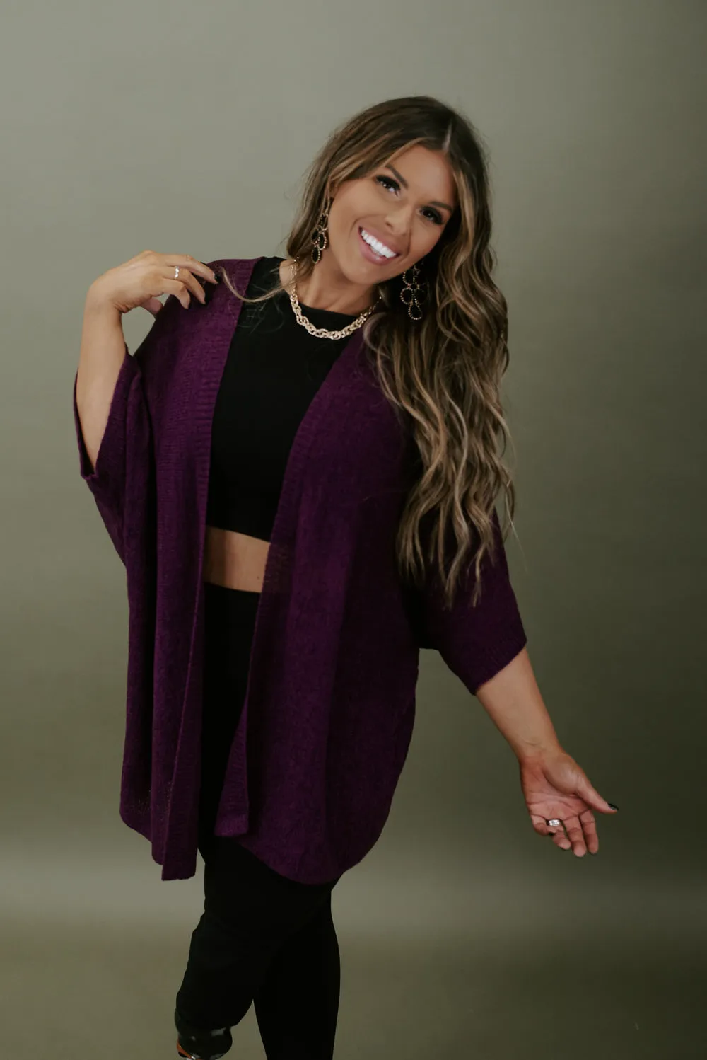 All You Need Slouchy Cardi, Plum