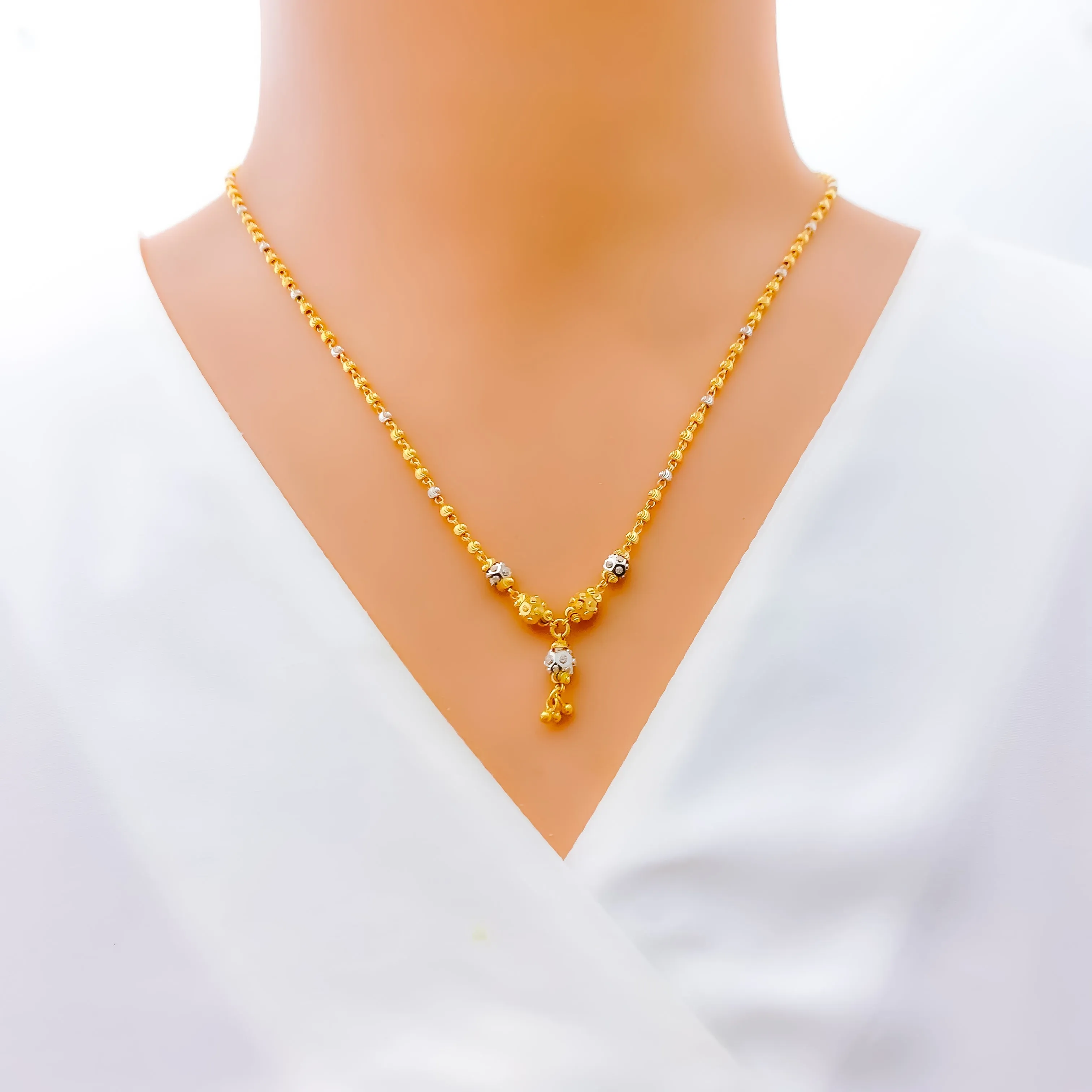 Alternating Two-Tone 22K Gold Necklace