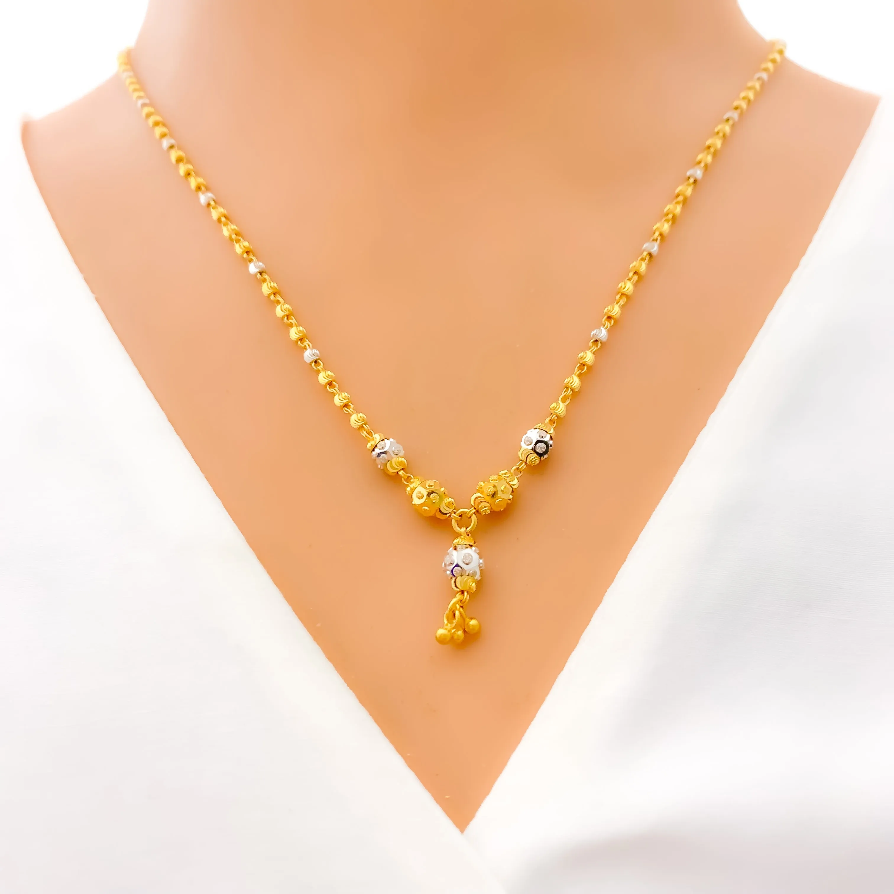 Alternating Two-Tone 22K Gold Necklace