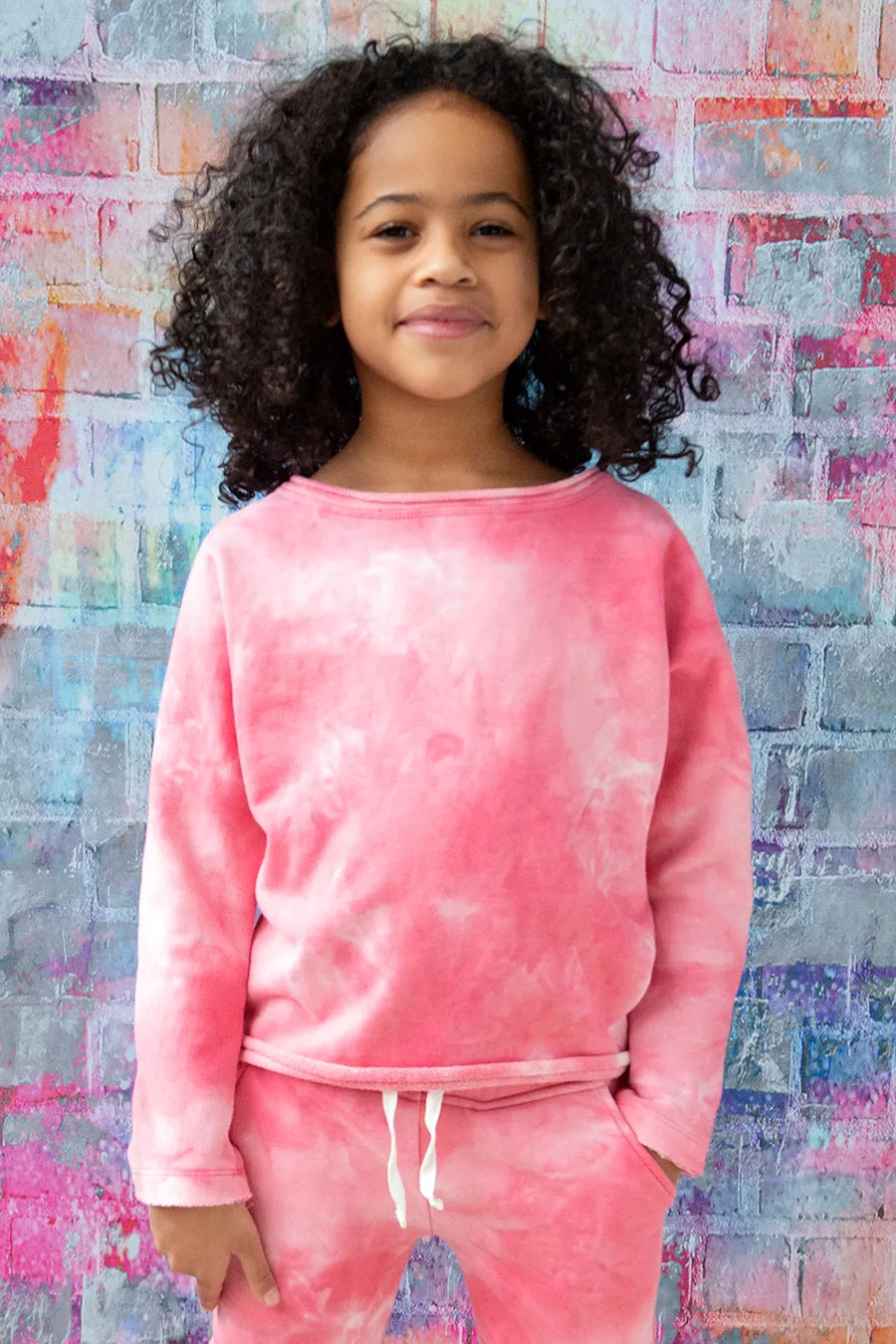 Appaman Slouchy Kids Sweatshirt - Pink Tie Dye