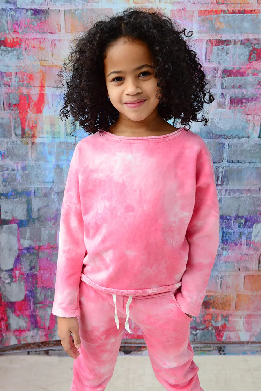 Appaman Slouchy Kids Sweatshirt - Pink Tie Dye