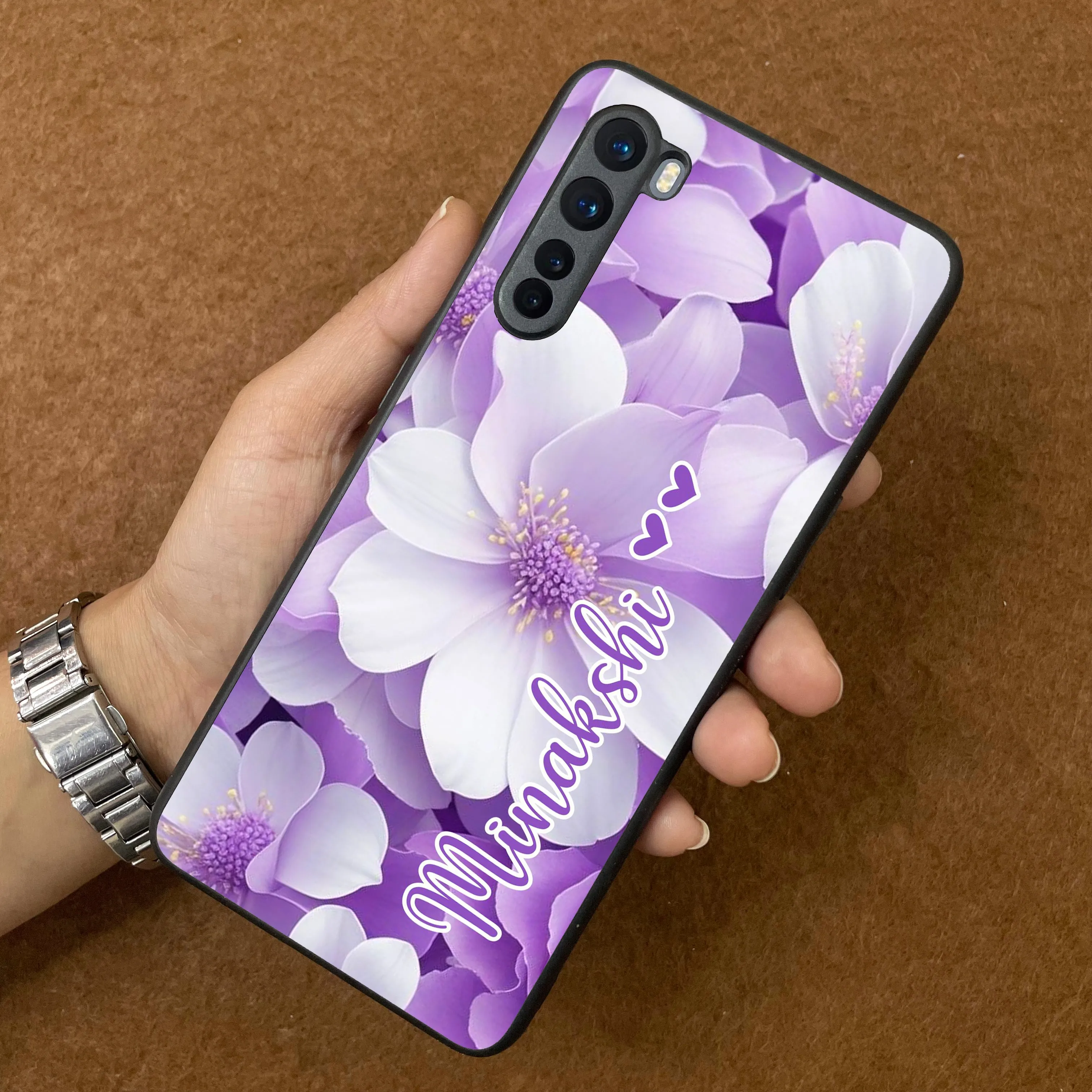 Awesome Purple Floral Glossy Customised Metal Case Cover  For OnePlus