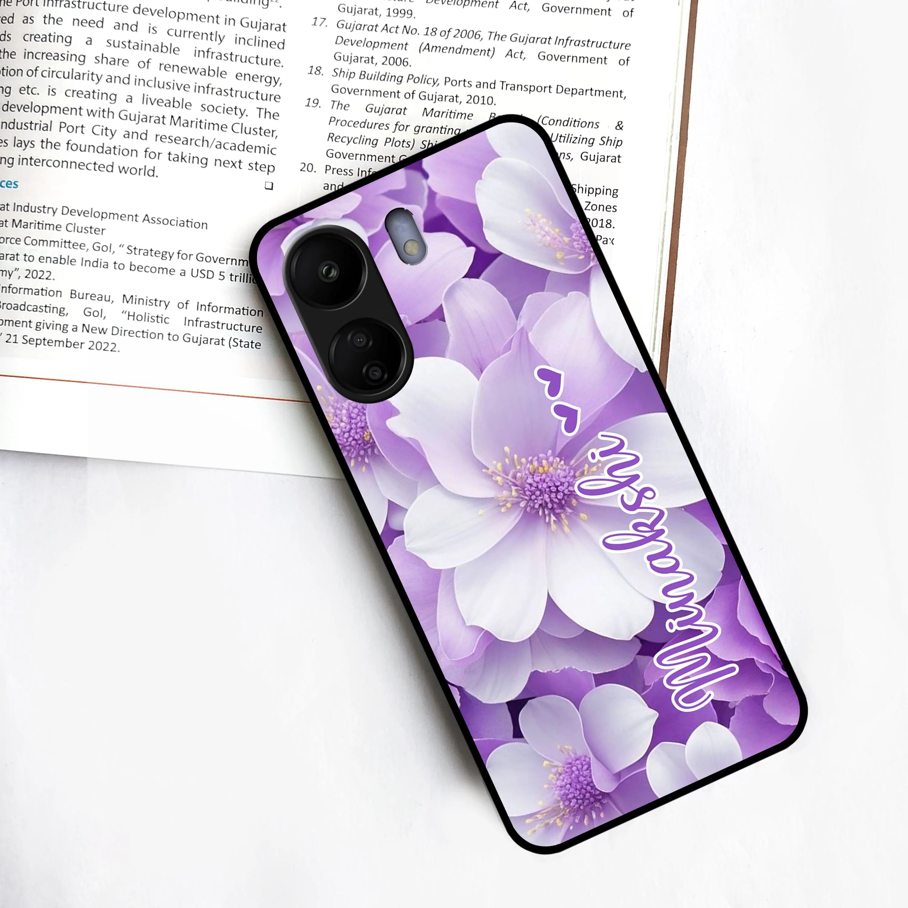 Awesome Purple Floral Glossy Customised Metal Case Cover  For Redmi