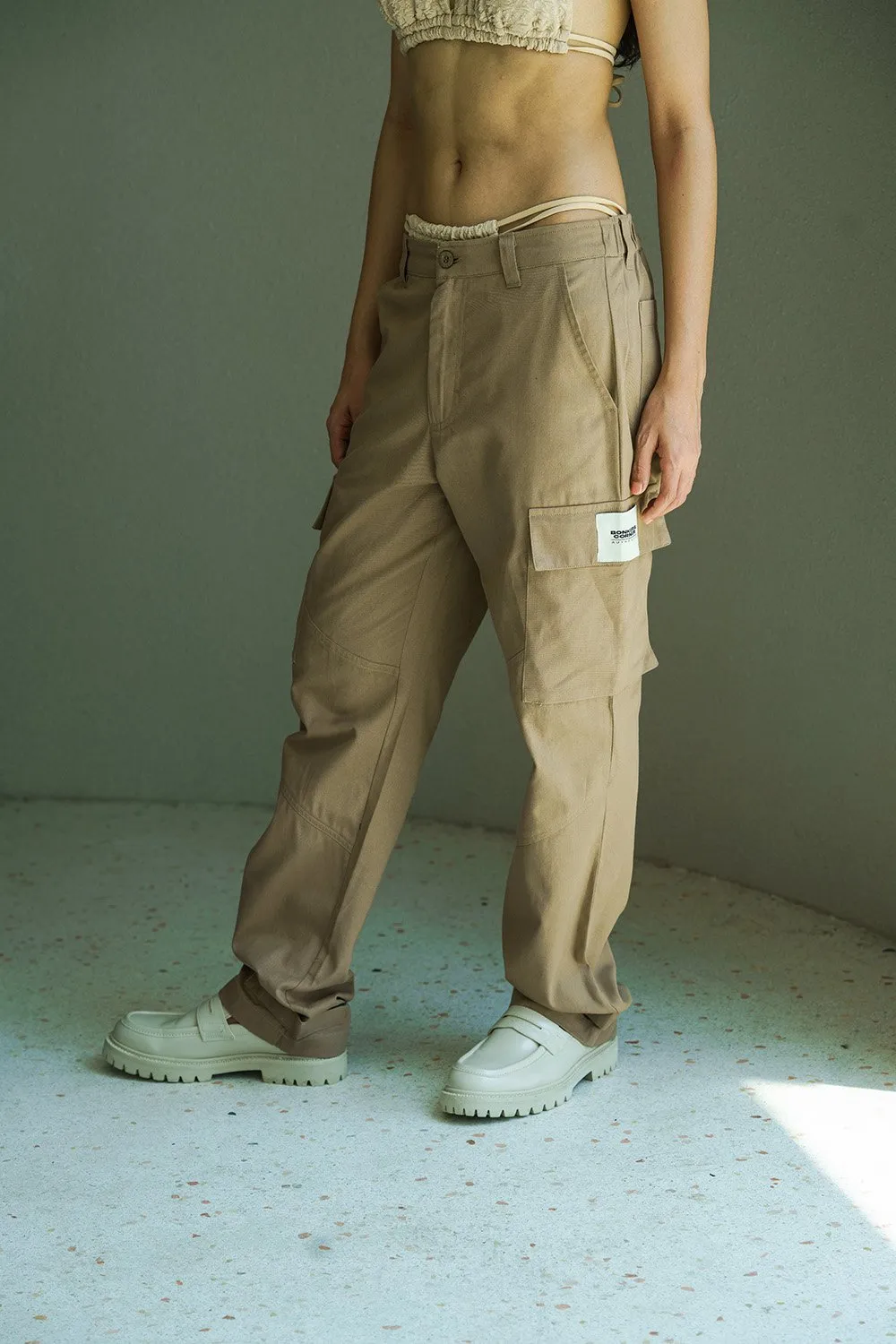 Beige Cargo With Utility Pockets