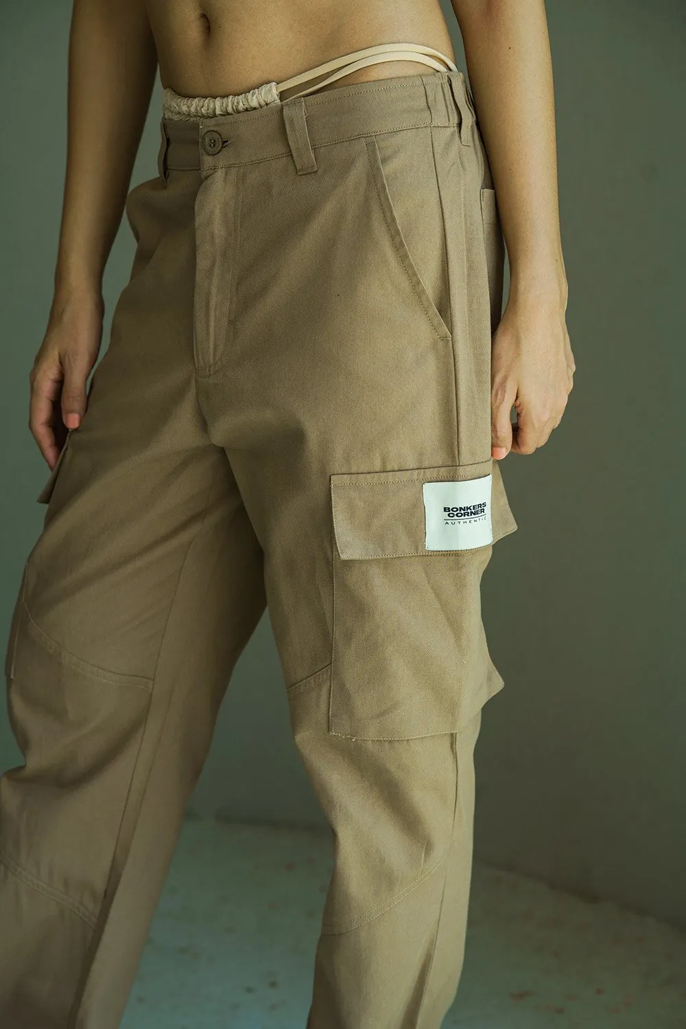 Beige Cargo With Utility Pockets