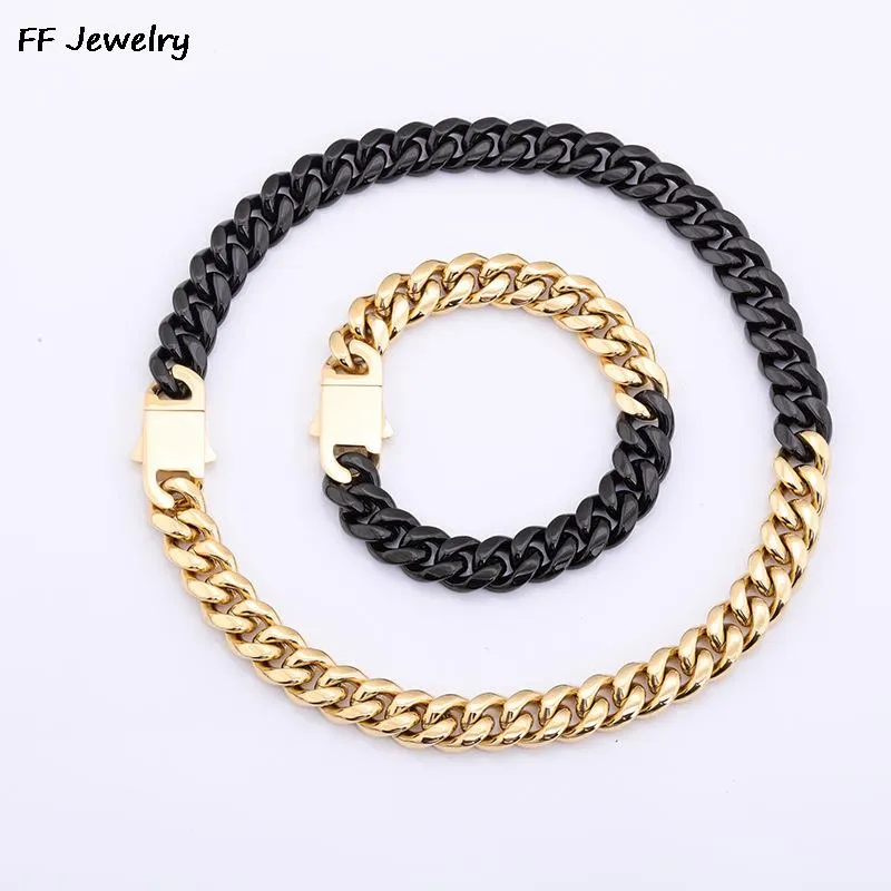 Black Two Tone Cuban Chain Bracelet