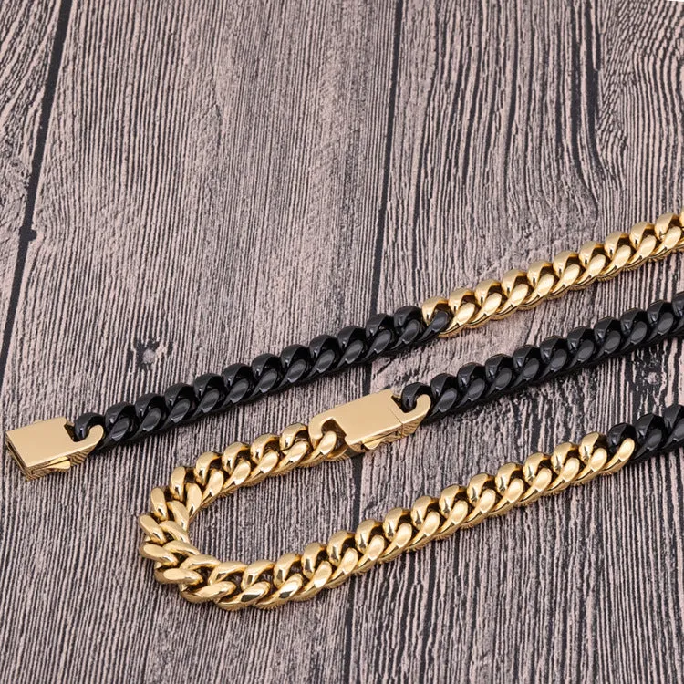 Black Two Tone Cuban Chain Bracelet