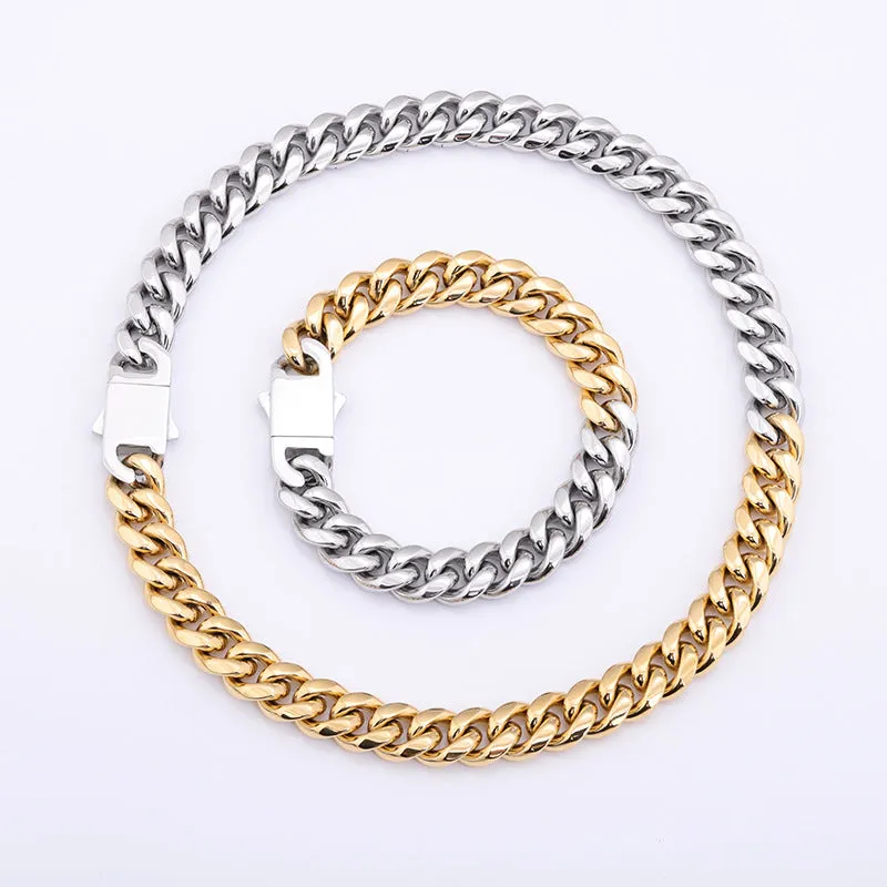 Black Two Tone Cuban Chain Bracelet