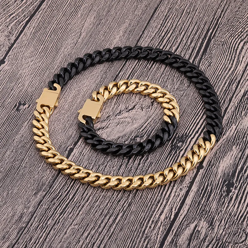 Black Two Tone Cuban Chain Bracelet