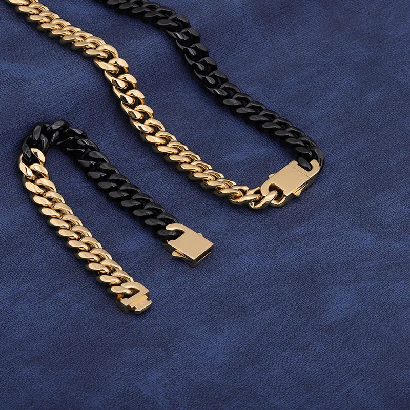 Black Two Tone Cuban Chain Necklace