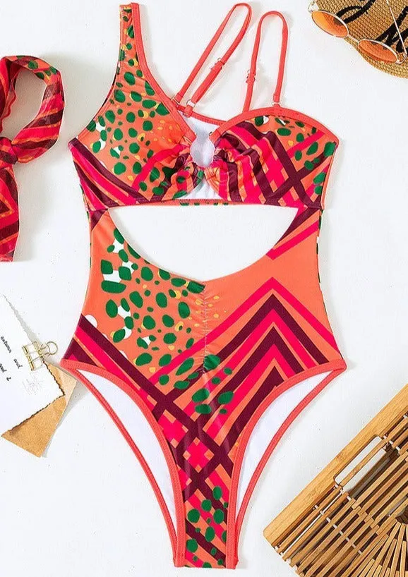 Bohemian Cutout One-Piece Bikini Swimsuit