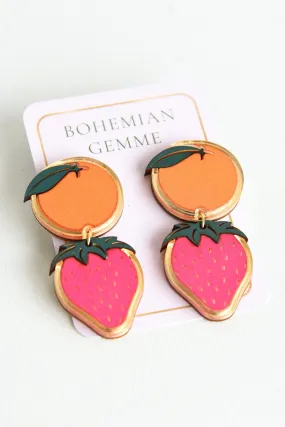 BOHEMIAN GEMME ORANGE AND STRAWBERRY DANGLE EARRINGS