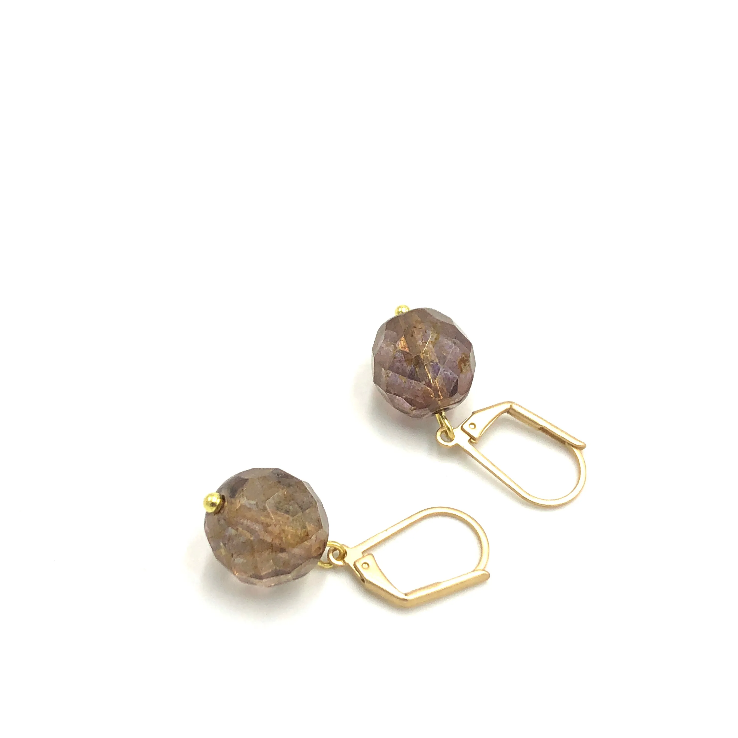 Bohemian Glass Leverback Drop Earrings *