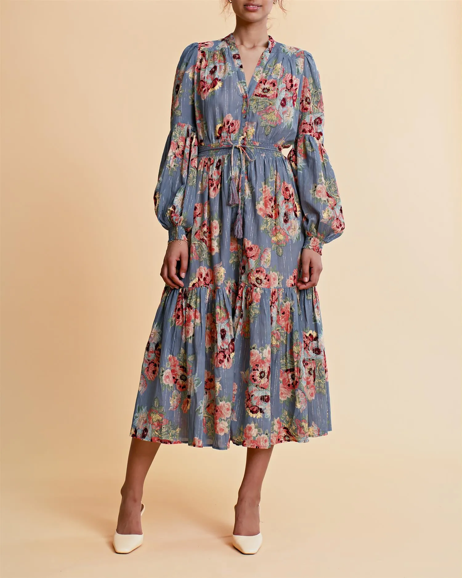 Bohemian Midi Dress Vintage Bouquet