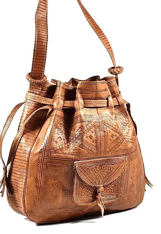 Bohemian Morocco Leather Bag - Brown Caramel