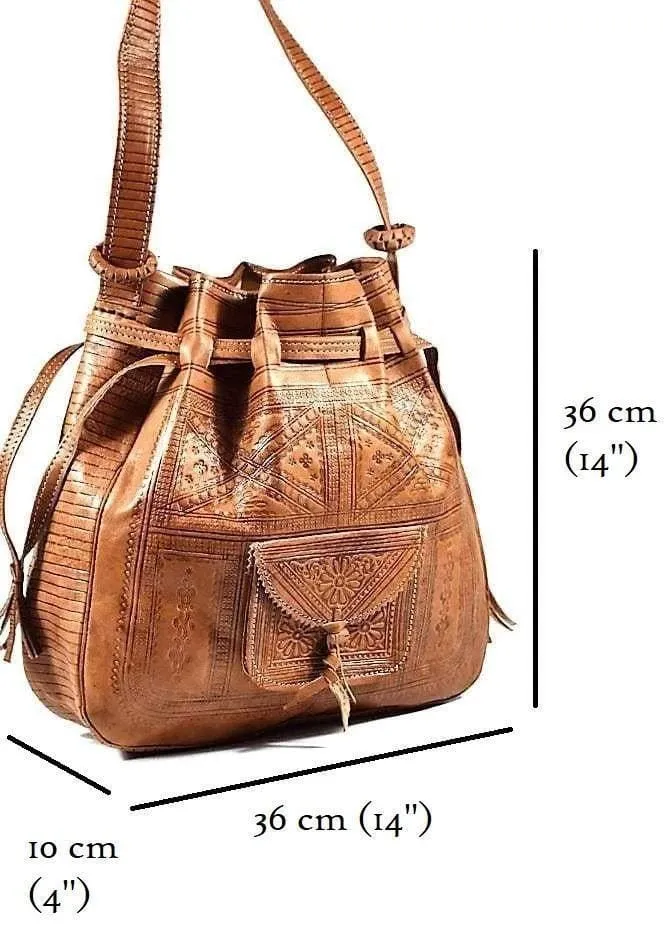 Bohemian Morocco Leather Bag - Brown Caramel