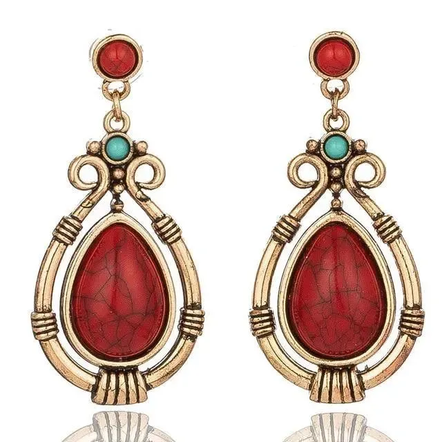 Bohemian Natural Stone Drop Earrings