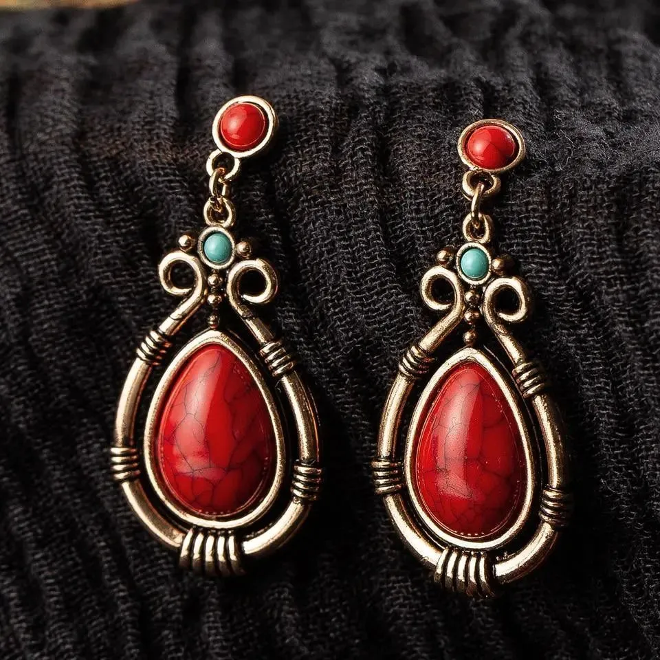 Bohemian Natural Stone Drop Earrings