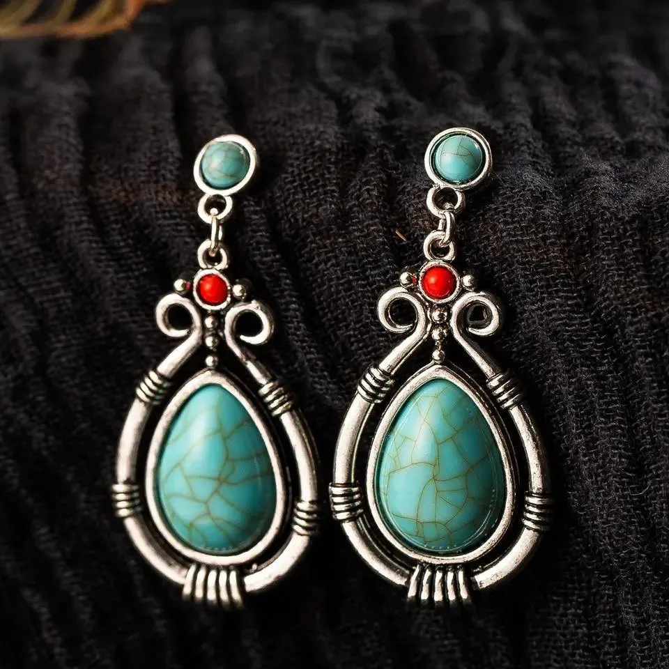 Bohemian Natural Stone Drop Earrings