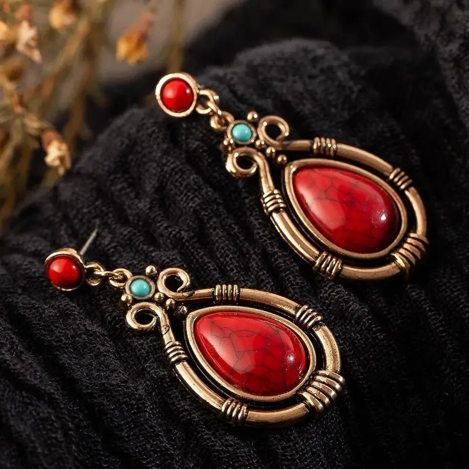 Bohemian Natural Stone Drop Earrings