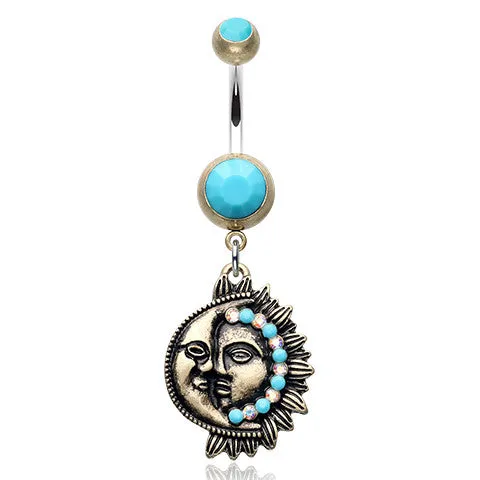 Bohemian Sun and Moon Belly Button Ring