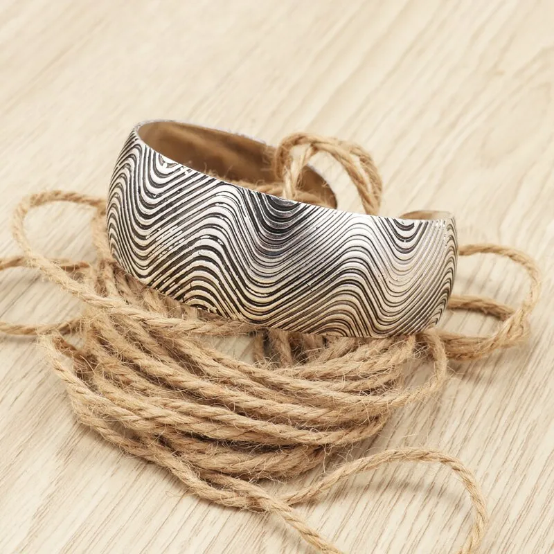 Bohemian Textured Cuff Style Bracelet