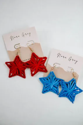 Bold Raffia Wrapped Star Earrings