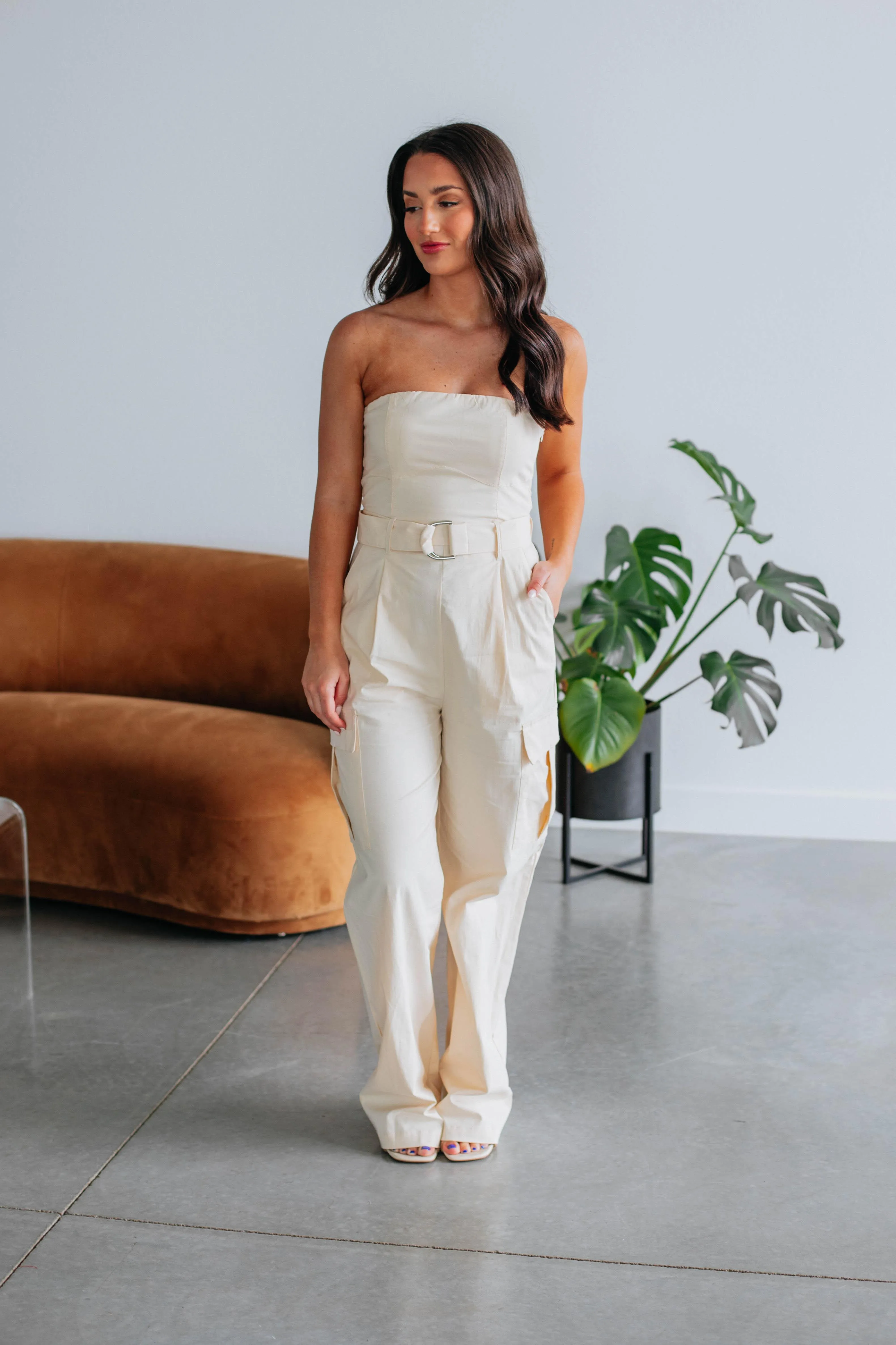 Brady Cargo Jumpsuit - Natural