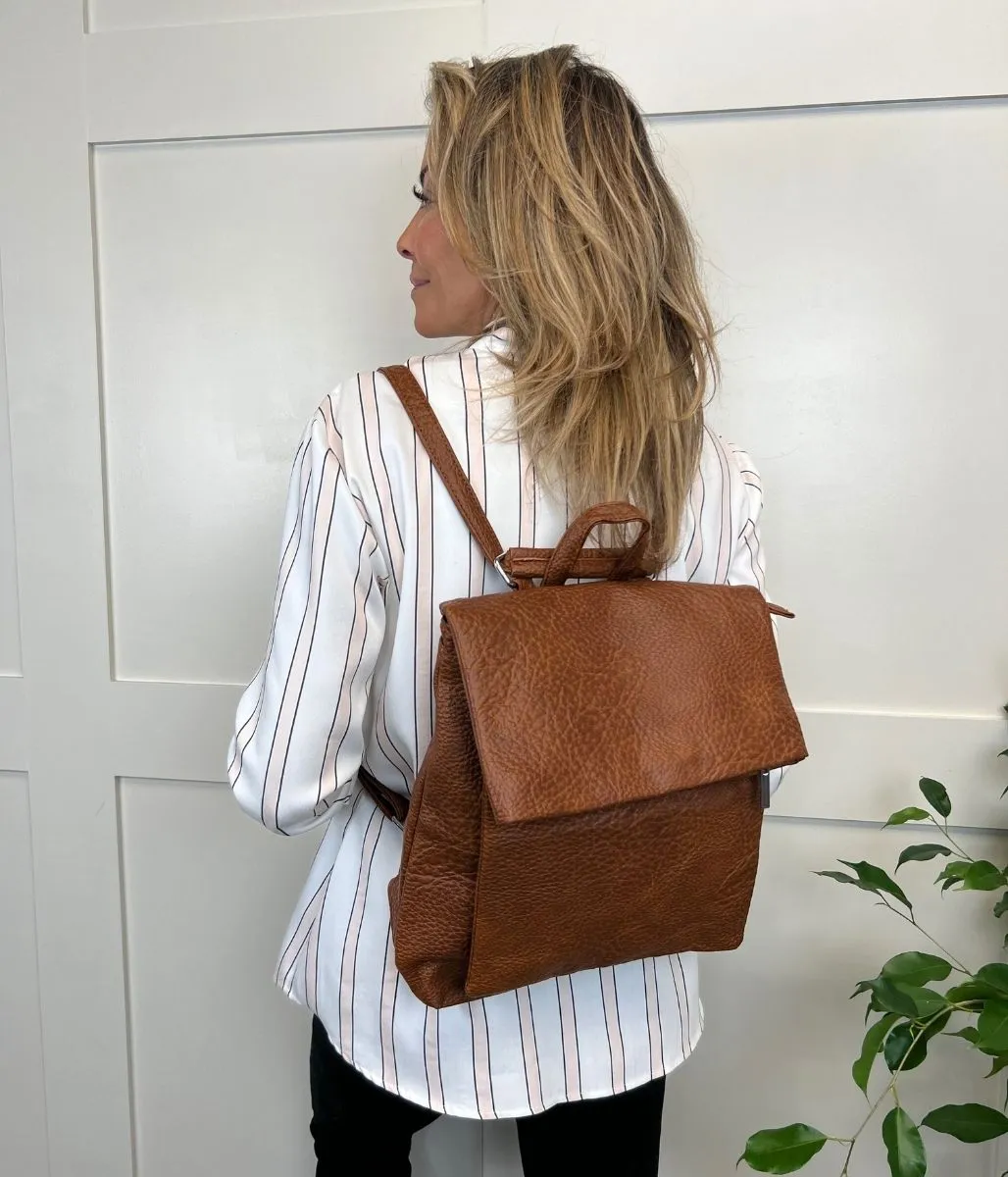 Brown Textured Backpack