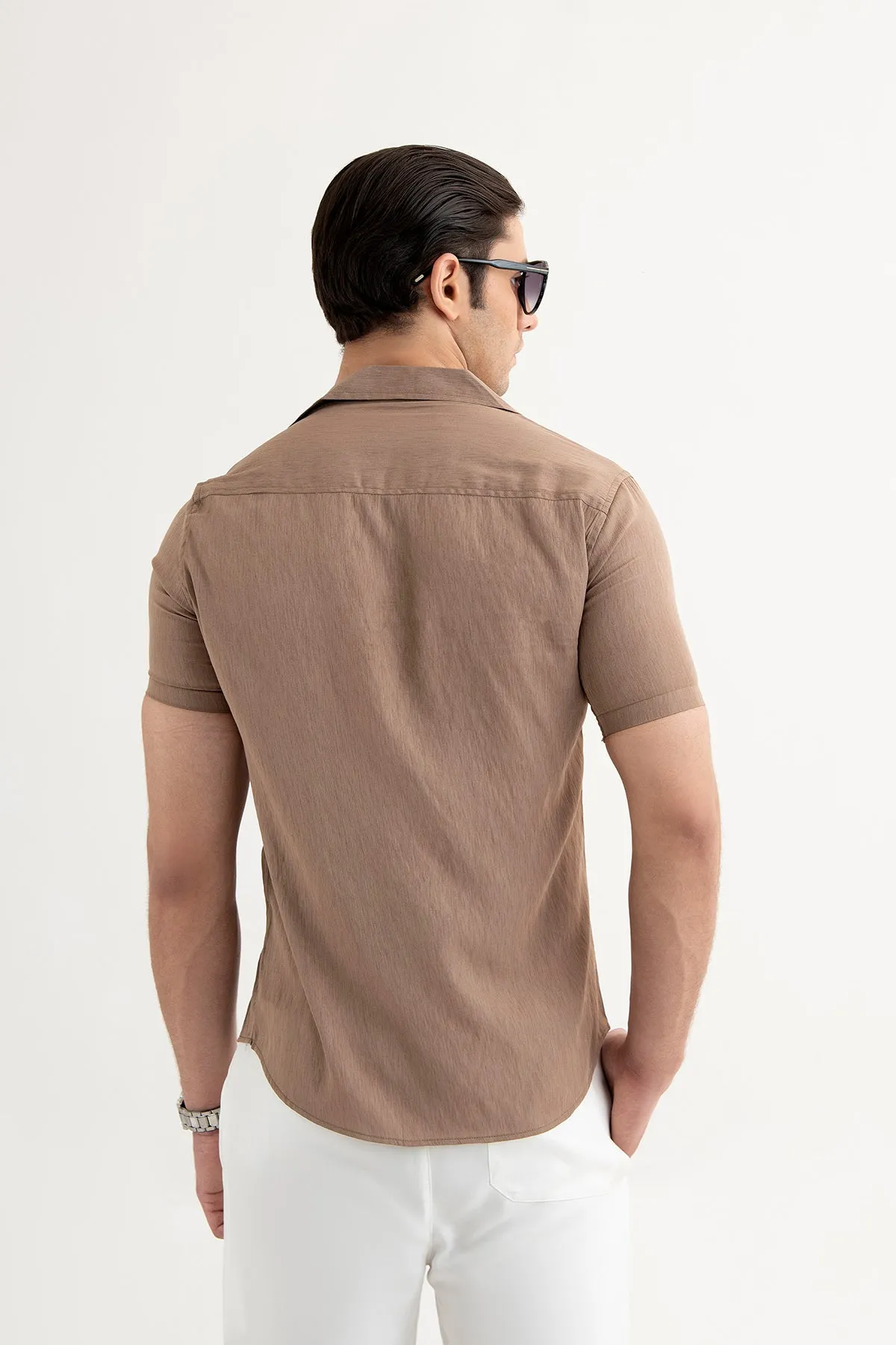 Caramel Textured Cuban Shirt