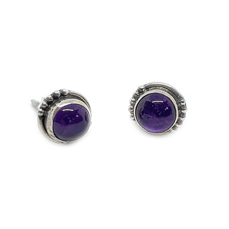 Chotto Amethyst Round Bohemian Earrings