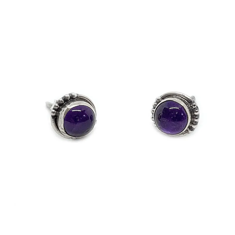 Chotto Amethyst Round Bohemian Earrings