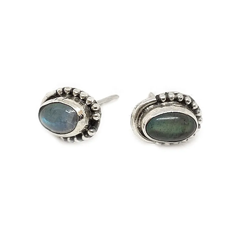 Chotto Labradorite Oval Bohemian Earrings