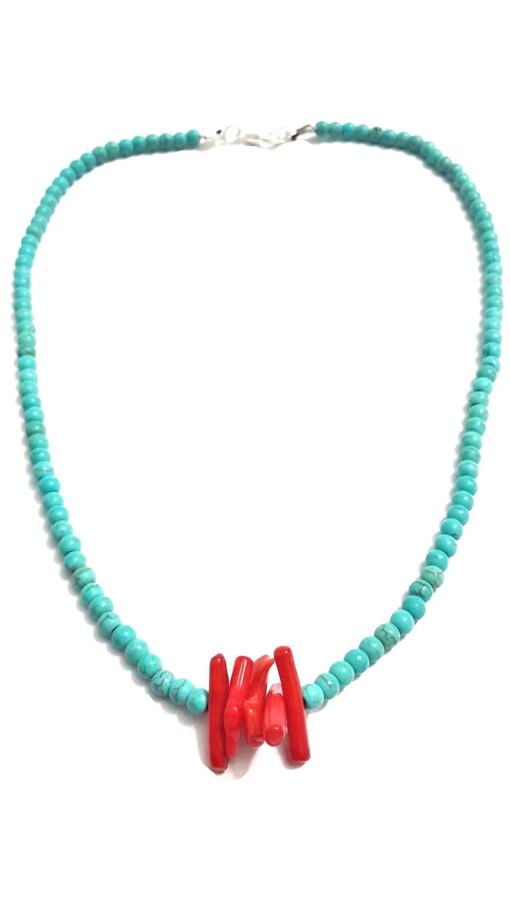 Coral Natural Stone Turquoise Necklace