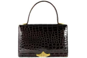 CROCO-PARK brown glossy crocodile skin handbag