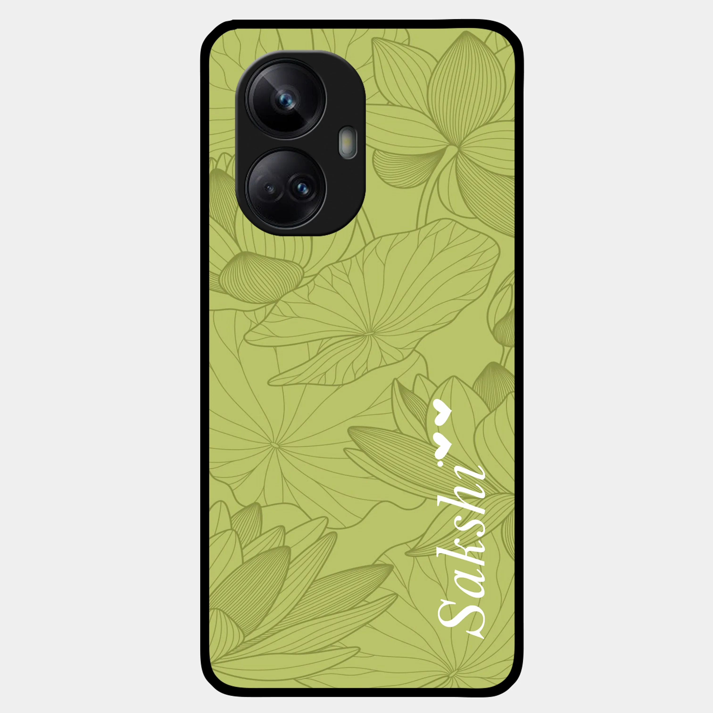 Customized luxury Mint Green leaves Glossy Customised Metal Case Cover For Realme