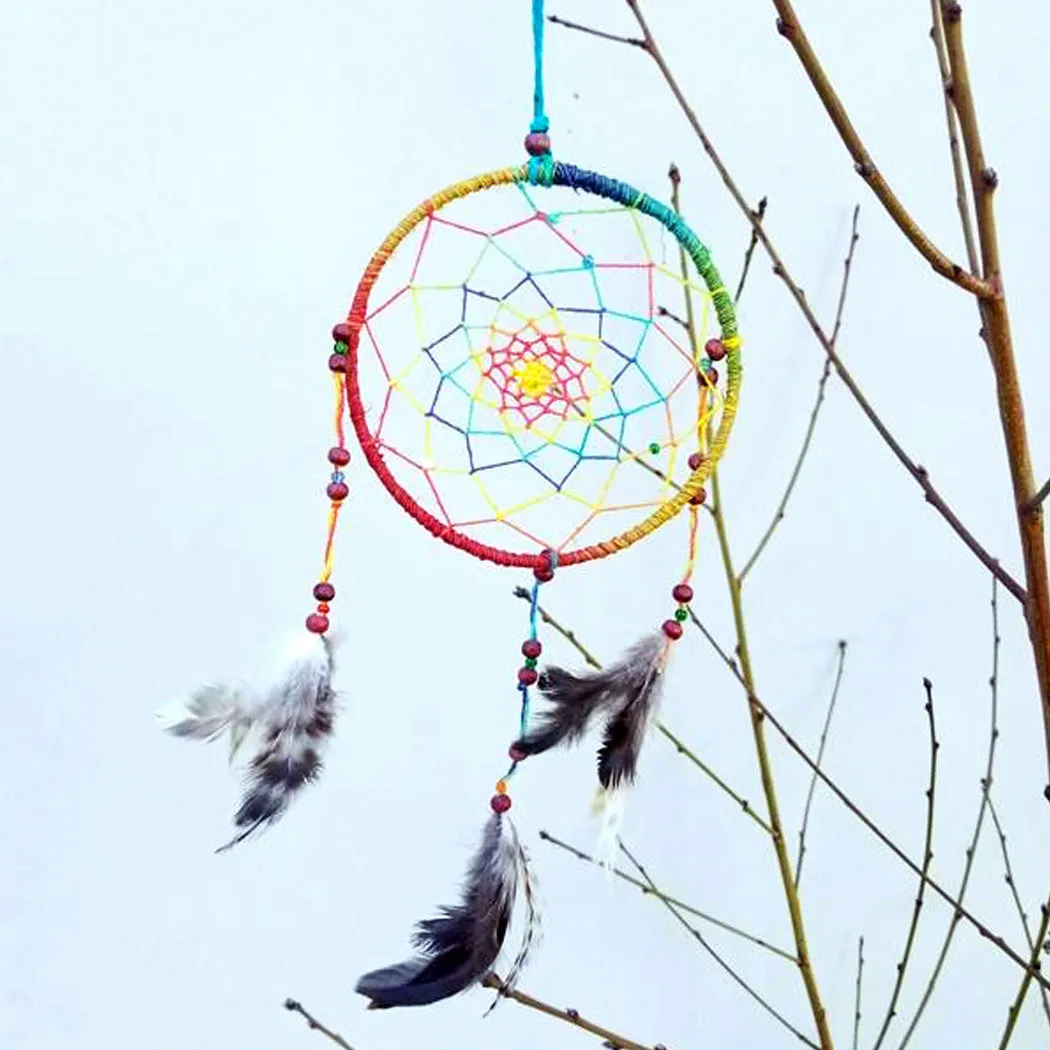 Dream Catcher Multi Colored With Feathers