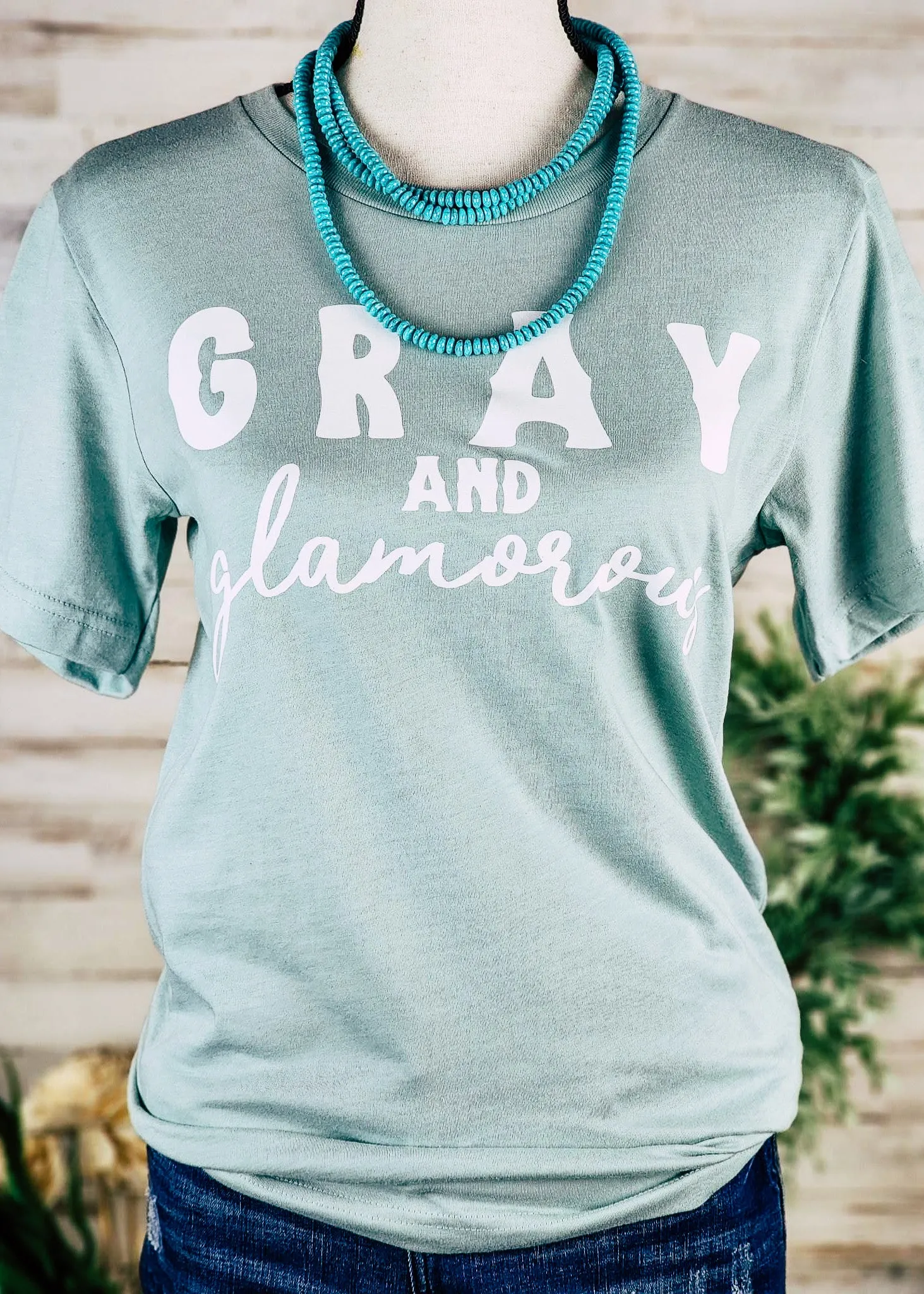 Dusty Blue Gray & Glamorous Short Sleeve Graphic Tee