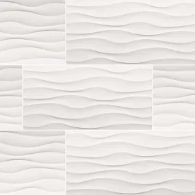 Dymo Ceramic Tile Collection Wavy White Glossy - 12"X24"