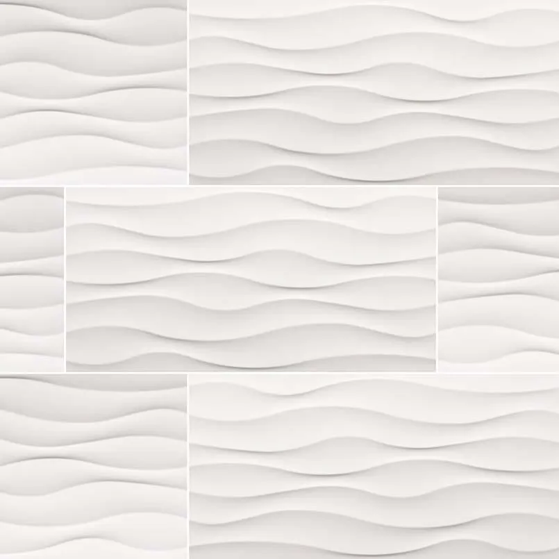 Dymo Ceramic Tile Collection Wavy White Glossy - 12"X24"